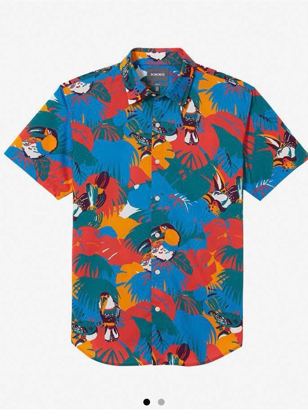 Bonobos Teal Tropical Print Short-Sleeve Button-Down Shirt